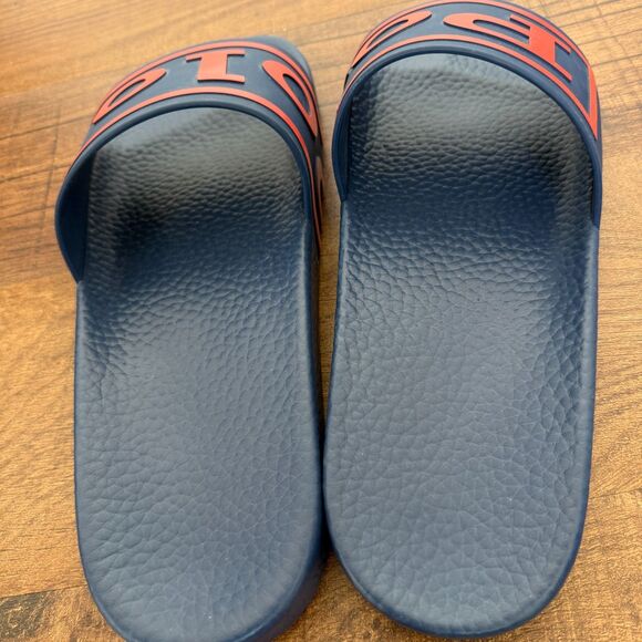 NWOT POLO Ralph Lauren Men's Slides Size 13 Blue Spell out Beach Sandals - Picture 4 of 7